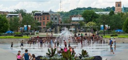Washington Park Interactive Water Park overlooking the Civic Lawn