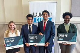 Main Street Ventures and Innovation Hub foster aspiring entrepreneurs. Pictured: Three winning teams from the 2024 Launch It: Cincy pitch competition.
