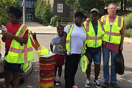 Latasha White, Pamela Woods, and Steve Rodenberg at one of the Dumping Committee’s “Hike and Clean” days in Millvale.