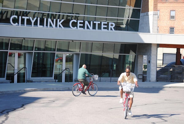 CityLink members try out the new Red Bike station