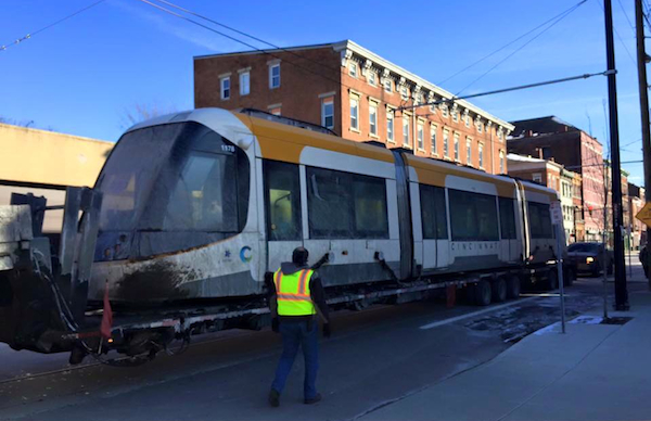 The third Cincinnati streetcar arrives Feb. 11