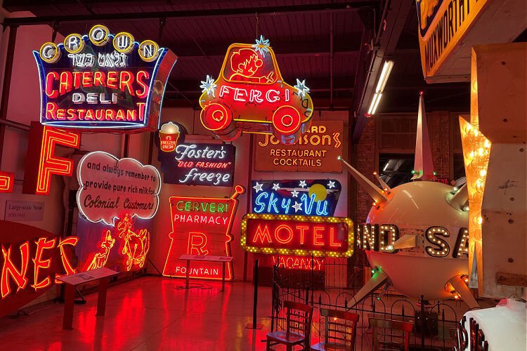The neon room at the American Sign Museum, open in Camp Washington since 2012, provides an vibrant look at vintage signs that will appeal to all ages.