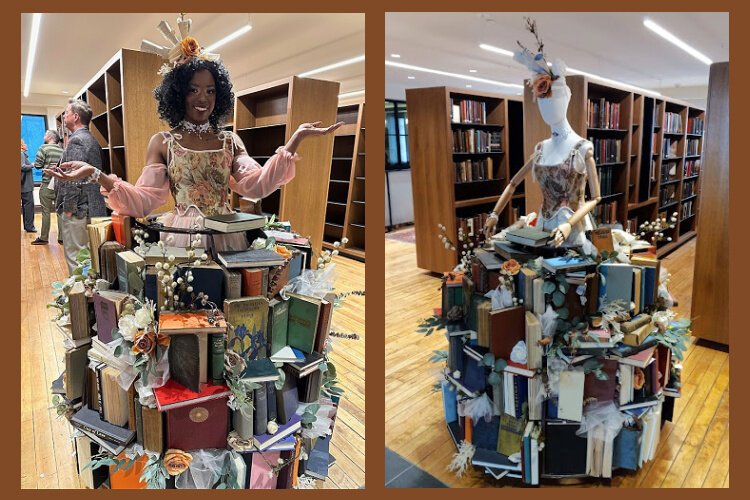 This whimsical sculpture (which was performance art for the public opening event) is monikered “Miss Read.” Built by Covington artist Stacey Vest, the artwork adds a playful air to the Mercantile’s upstairs space.