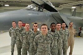 After serving in the U.S. Air Force, Joseph Roberts (front) participated in the U.S. Dept. of Defense’s SkillBridge program with Atlas Air Worldwide, where he now works as a workload scheduler.