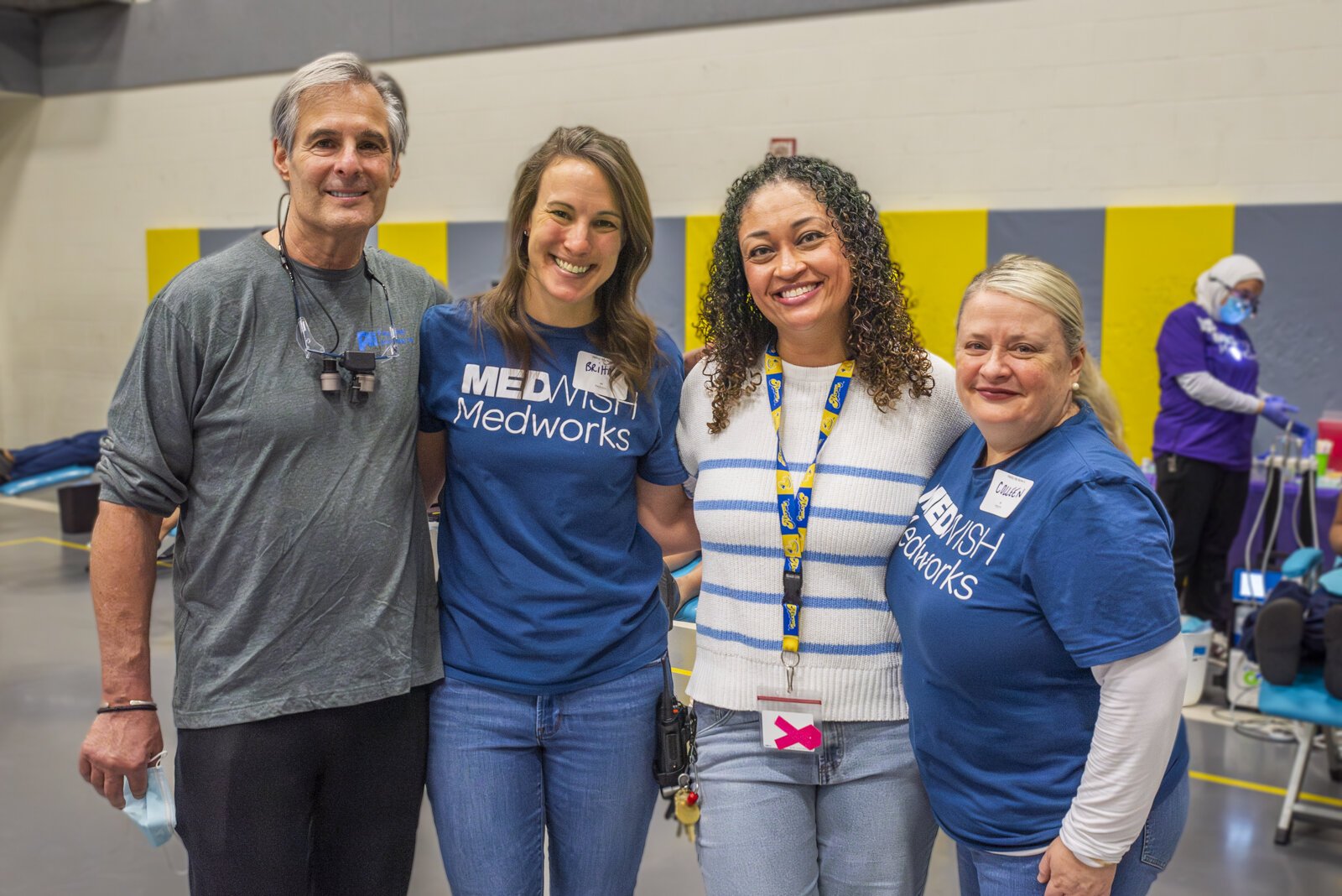 Dr. Roger Hess, Medwish Medworks chair of dental services; Britta Latz, Medwish Medworks CEO; Celeste Wainwright, assistant superintendent, Cuyahoga County Juvenile Detention Center; and Colleen Horan, Medwish Medworks Clinic & Brigade Event director