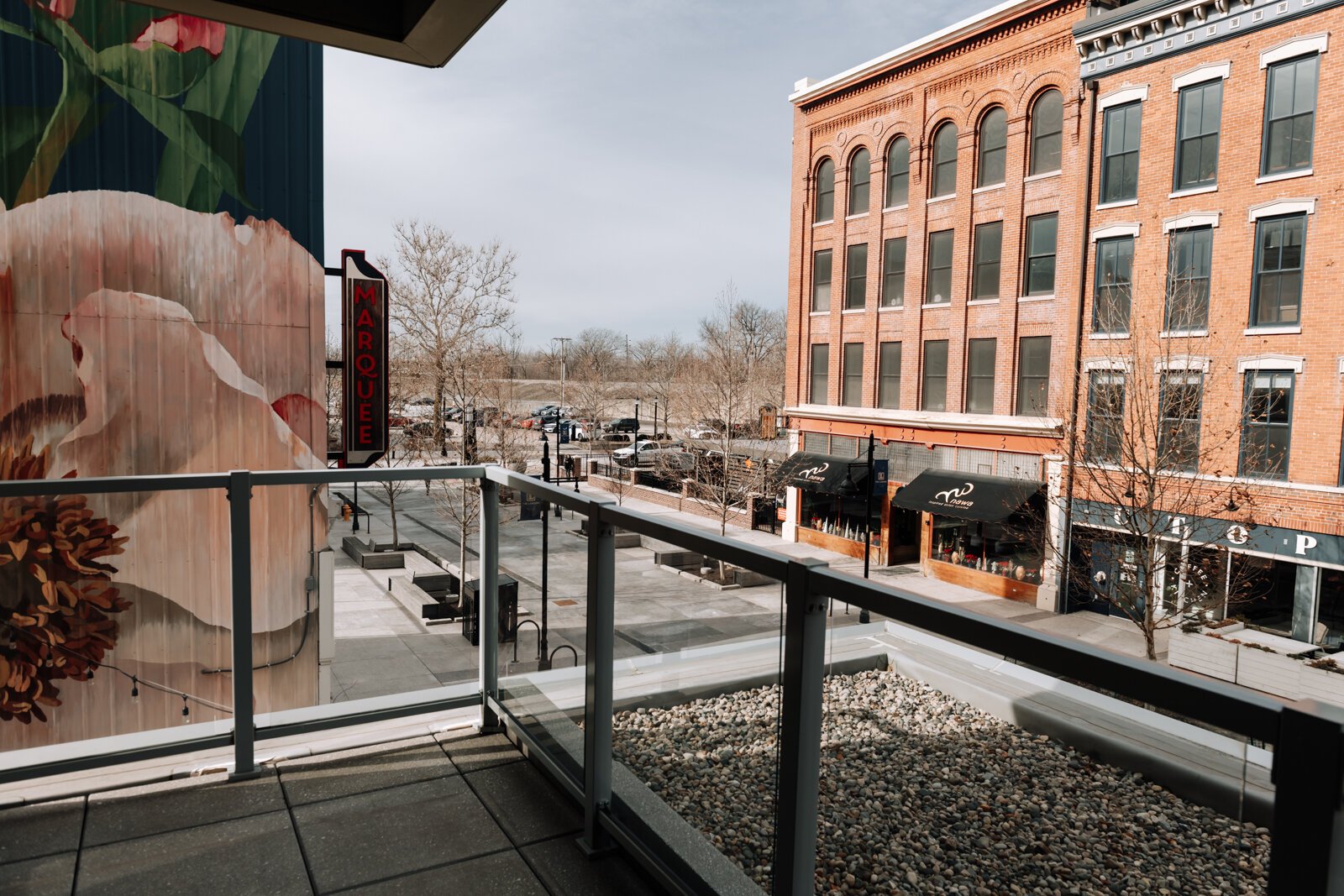 View from a market ready one bedroom by Model Group on The Landing at 111 W. Columbia, Fort Wayne, IN.