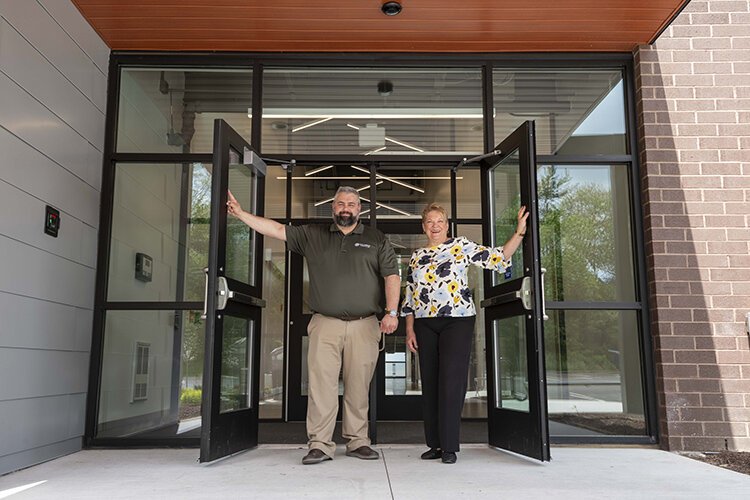 Delhi Township Administrator Skylor Miller and Trustee Rose Stertz. Township offices will also move to Towne Square.