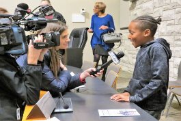 Dante Hall Jr. participated in the celebration and was interviewed by local media.