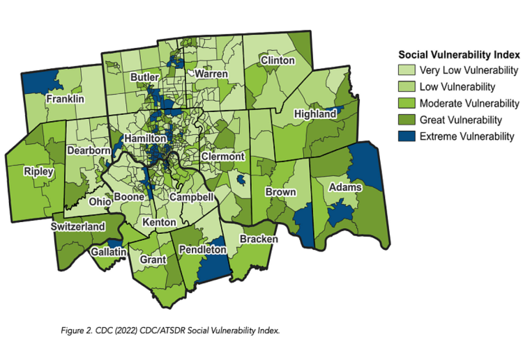 The Social Vulnerability Index for the 20-county region