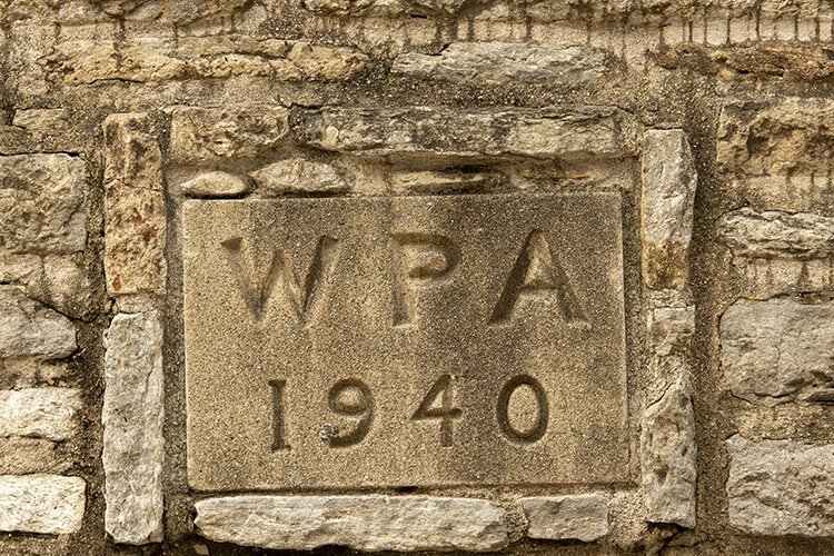 Many structures have a WPA (Works Progress Administration) cornerstone